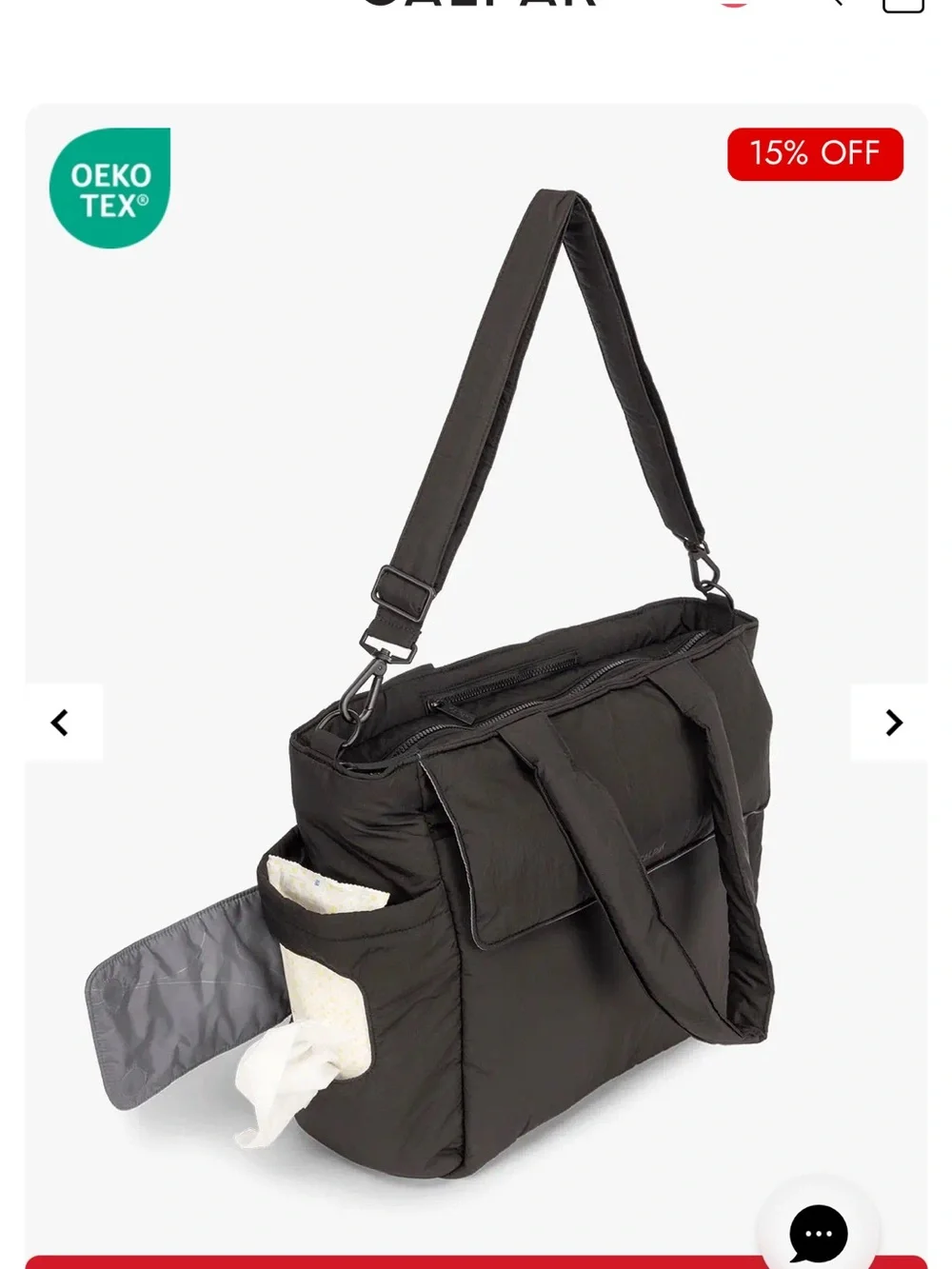 Calpak Quilted Puffer Diaper Tote in black